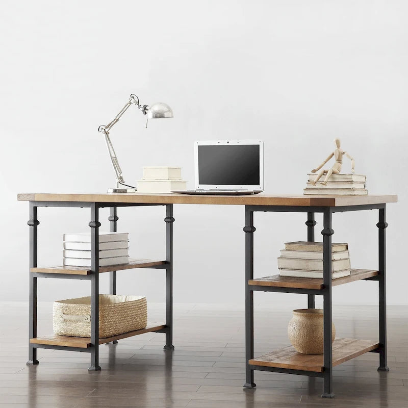Ensemble de bureau et bibliothèque de 102 cm style industriel vintage 3 pièces