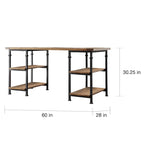 Ensemble de bureau et bibliothèque de 102 cm style industriel vintage 3 pièces