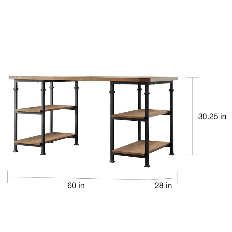 Ensemble de bureau et bibliothèque de 102 cm style industriel vintage 3 pièces