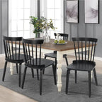 Chaises de salle à manger Windsor à dossier à barreaux de ferme avec pieds en bois courbé, noir - 33,5 H x 17,72 L x 19,7 P