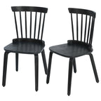 Chaises de salle à manger Windsor à dossier à barreaux de ferme avec pieds en bois courbé, noir - 33,5 H x 17,72 L x 19,7 P