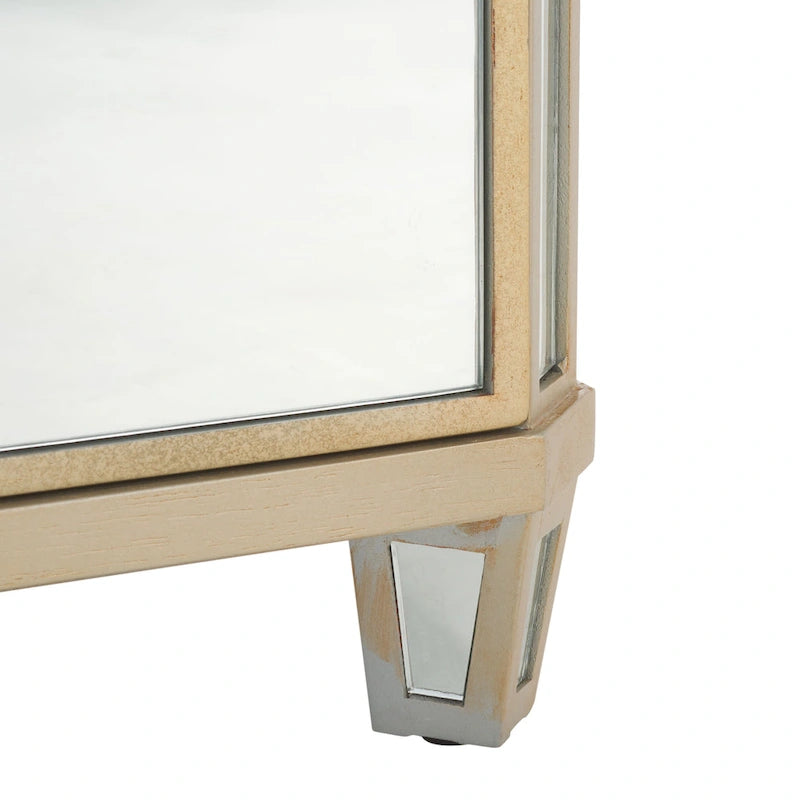 Table de chevet à 3 tiroirs effet miroir