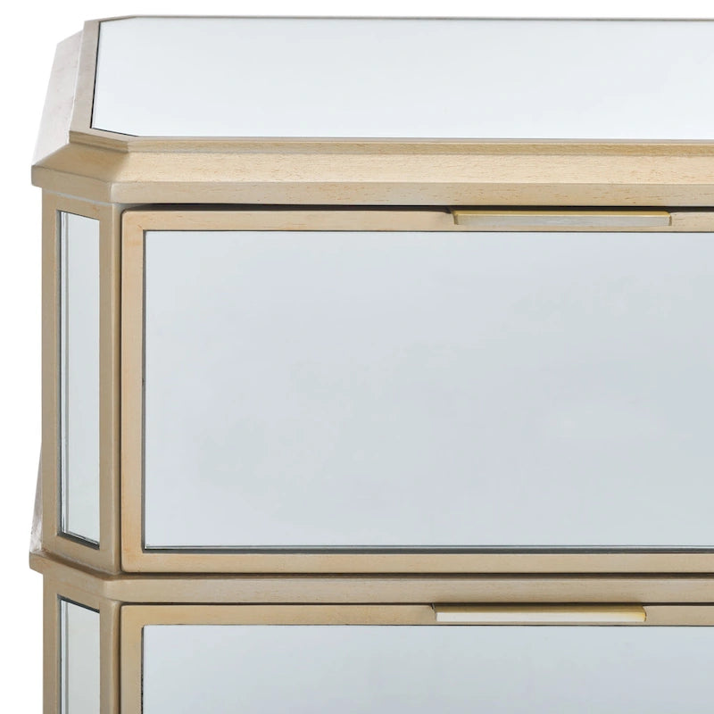 Table de chevet à 3 tiroirs effet miroir