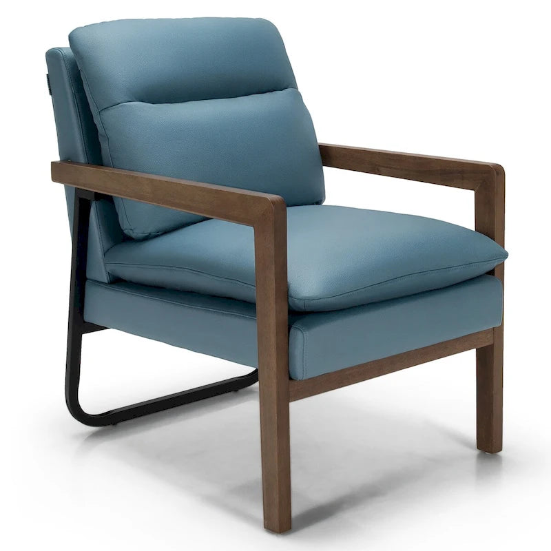 Fauteuil d'appoint moderne avec pieds en bois d'hévéa - 34,5 x 26,5 x 36
