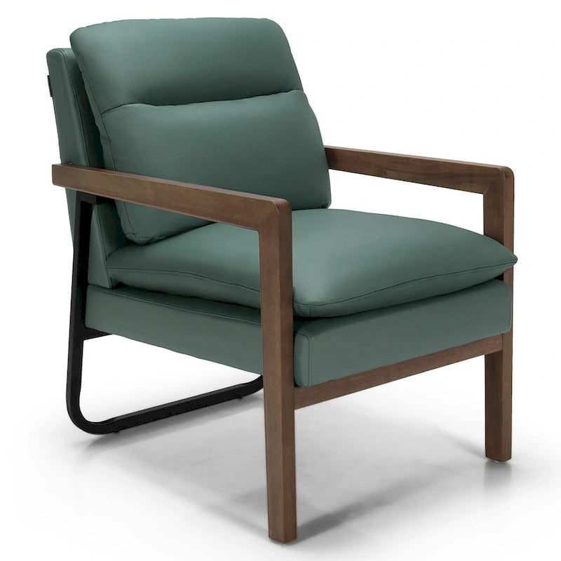 Fauteuil d'appoint moderne avec pieds en bois d'hévéa - 34,5 x 26,5 x 36