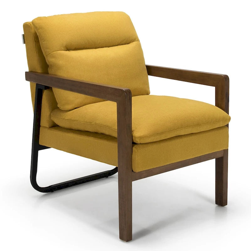 Fauteuil d'appoint moderne avec pieds en bois d'hévéa - 34,5 x 26,5 x 36