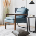 Fauteuil d'appoint moderne avec pieds en bois d'hévéa - 34,5 x 26,5 x 36