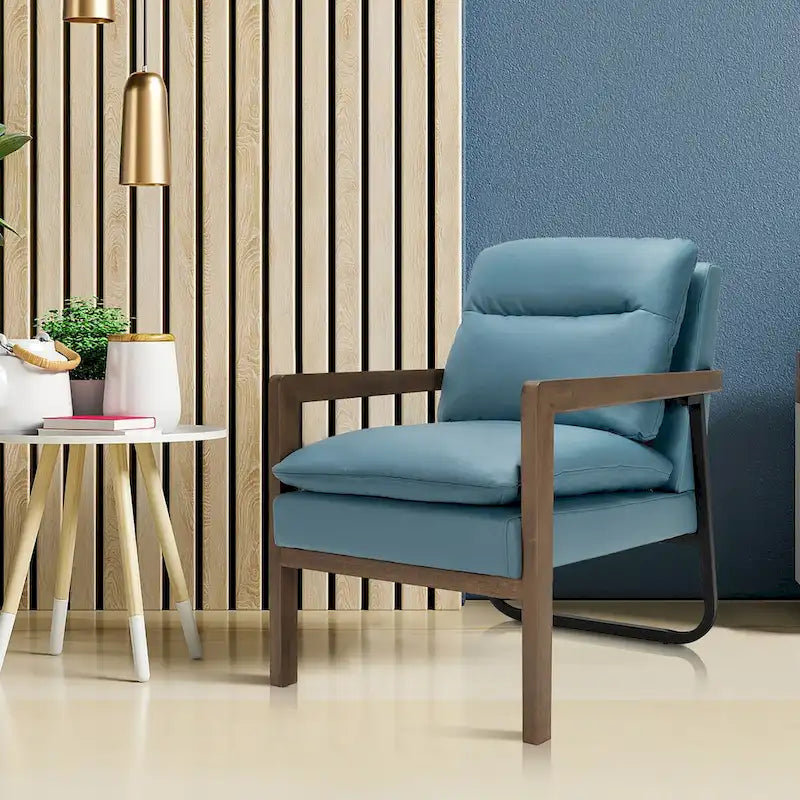 Fauteuil d'appoint moderne avec pieds en bois d'hévéa - 34,5 x 26,5 x 36