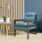 Fauteuil d'appoint moderne avec pieds en bois d'hévéa - 34,5 x 26,5 x 36