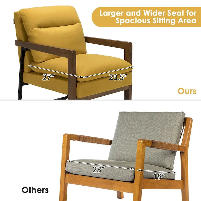 Fauteuil d'appoint moderne avec pieds en bois d'hévéa - 34,5 x 26,5 x 36