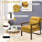Fauteuil d'appoint moderne avec pieds en bois d'hévéa - 34,5 x 26,5 x 36