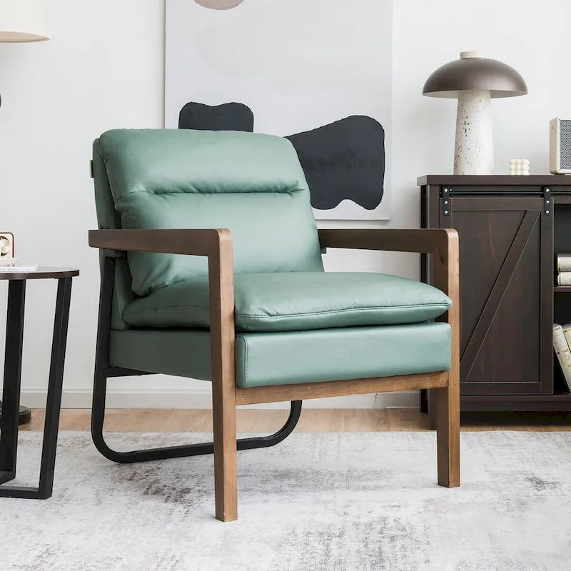 Fauteuil d'appoint moderne avec pieds en bois d'hévéa - 34,5 x 26,5 x 36