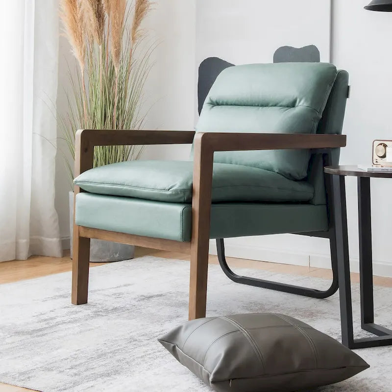 Fauteuil d'appoint moderne avec pieds en bois d'hévéa - 34,5 x 26,5 x 36