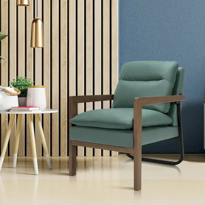 Fauteuil d'appoint moderne avec pieds en bois d'hévéa - 34,5 x 26,5 x 36