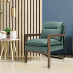 Fauteuil d'appoint moderne avec pieds en bois d'hévéa - 34,5 x 26,5 x 36
