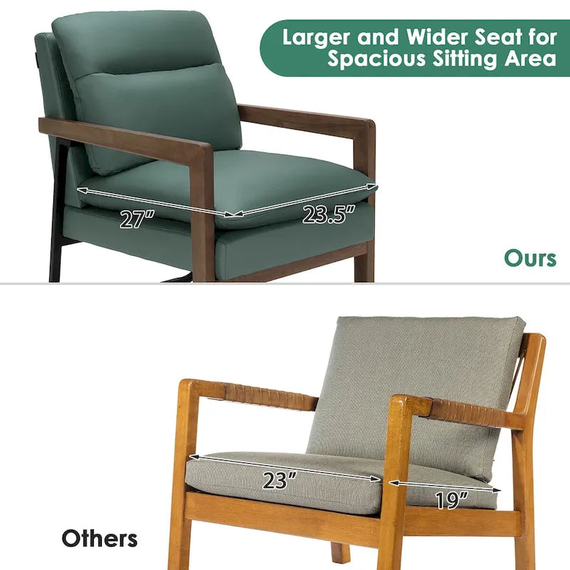 Fauteuil d'appoint moderne avec pieds en bois d'hévéa - 34,5 x 26,5 x 36
