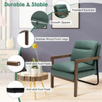 Fauteuil d'appoint moderne avec pieds en bois d'hévéa - 34,5 x 26,5 x 36