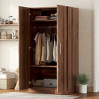 Armoire penderie en bois à 2 portes avec 3 étagères de rangement, marron
