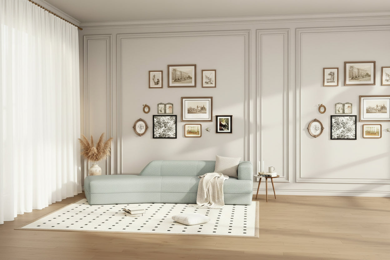 Canapé d'intérieur moderne courbé avec méridienne