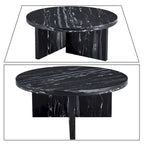 Table basse ronde moderne et élégante en bois avec surface en placage imitation marbre