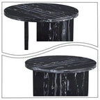 Table basse ronde moderne et élégante en bois avec surface en placage imitation marbre