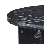 Table basse ronde moderne et élégante en bois avec surface en placage imitation marbre
