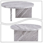 Table basse ronde moderne et élégante en bois avec surface en placage imitation marbre