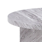 Table basse ronde moderne et élégante en bois avec surface en placage imitation marbre