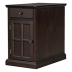 Table d'appoint étroite multifonctionnelle classique vintage avec ports USB et 1 tiroir avec porte-gobelets, table d'appoint de canapé
