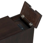 Table d'appoint étroite multifonctionnelle classique vintage avec ports USB et 1 tiroir avec porte-gobelets, table d'appoint de canapé