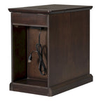 Table d'appoint étroite multifonctionnelle classique vintage avec ports USB et 1 tiroir avec porte-gobelets, table d'appoint de canapé