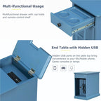 Table d'appoint étroite multifonctionnelle classique vintage avec ports USB et 1 tiroir avec porte-gobelets, table d'appoint de canapé