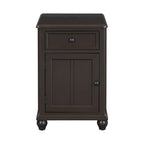 Table d'appoint étroite multifonctionnelle classique vintage avec ports USB et 1 tiroir avec porte-gobelets, table d'appoint de canapé
