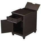 Table d'appoint étroite multifonctionnelle classique vintage avec ports USB et 1 tiroir avec porte-gobelets, table d'appoint de canapé