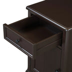 Table d'appoint étroite multifonctionnelle classique vintage avec ports USB et 1 tiroir avec porte-gobelets, table d'appoint de canapé