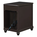 Table d'appoint étroite multifonctionnelle classique vintage avec ports USB et 1 tiroir avec porte-gobelets, table d'appoint de canapé