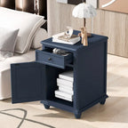 Table d'appoint étroite multifonctionnelle classique vintage avec ports USB et 1 tiroir avec porte-gobelets, table d'appoint de canapé