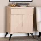 Draper Mid-Century Modern Two-Tone Light Brown and Black Wood 2-Door Sideboard Buffet