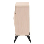 Enfilade buffet deux portes en bois bicolore marron clair et noir, style Mid-Century Modern