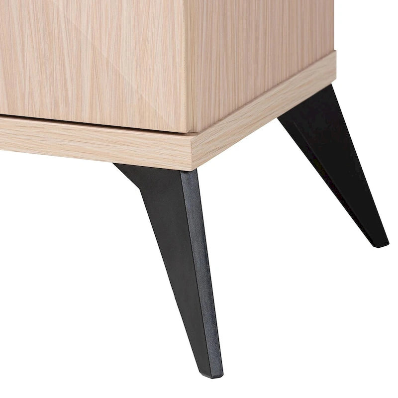 Enfilade buffet deux portes en bois bicolore marron clair et noir, style Mid-Century Modern