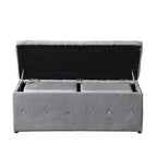 Banc de rangement rectangulaire en velours court avec 2 poufs