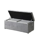 Banc de rangement rectangulaire en velours court avec 2 poufs