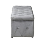 Banc de rangement rectangulaire en velours court avec 2 poufs
