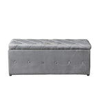 Banc de rangement rectangulaire en velours court avec 2 poufs