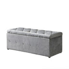 Banc de rangement rectangulaire en velours court avec 2 poufs