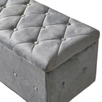 Banc de rangement rectangulaire en velours court avec 2 poufs