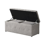 Banc de rangement rectangulaire en velours court avec 2 poufs
