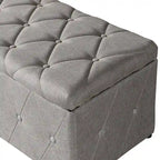 Banc de rangement rectangulaire en velours court avec 2 poufs