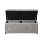 Banc de rangement rectangulaire en velours court avec 2 poufs