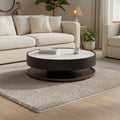 Modrest Miranda Modern Ceramic + Black Oak Round Coffee Table